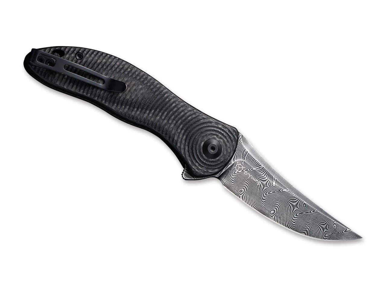 Synergy 3 Damascus G10 CF Black Trailing Point 2 Synergy 3 Damascus G10 CF Black Trailing Point – Bild 2