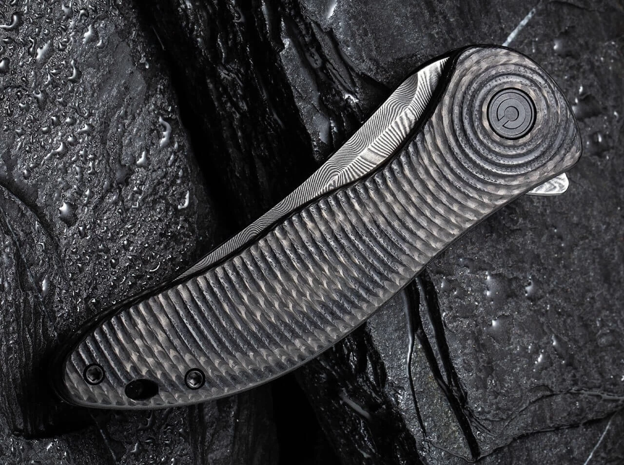 Synergy 3 Damascus G10 CF Black Trailing Point 3 Synergy 3 Damascus G10 CF Black Trailing Point – Bild 3