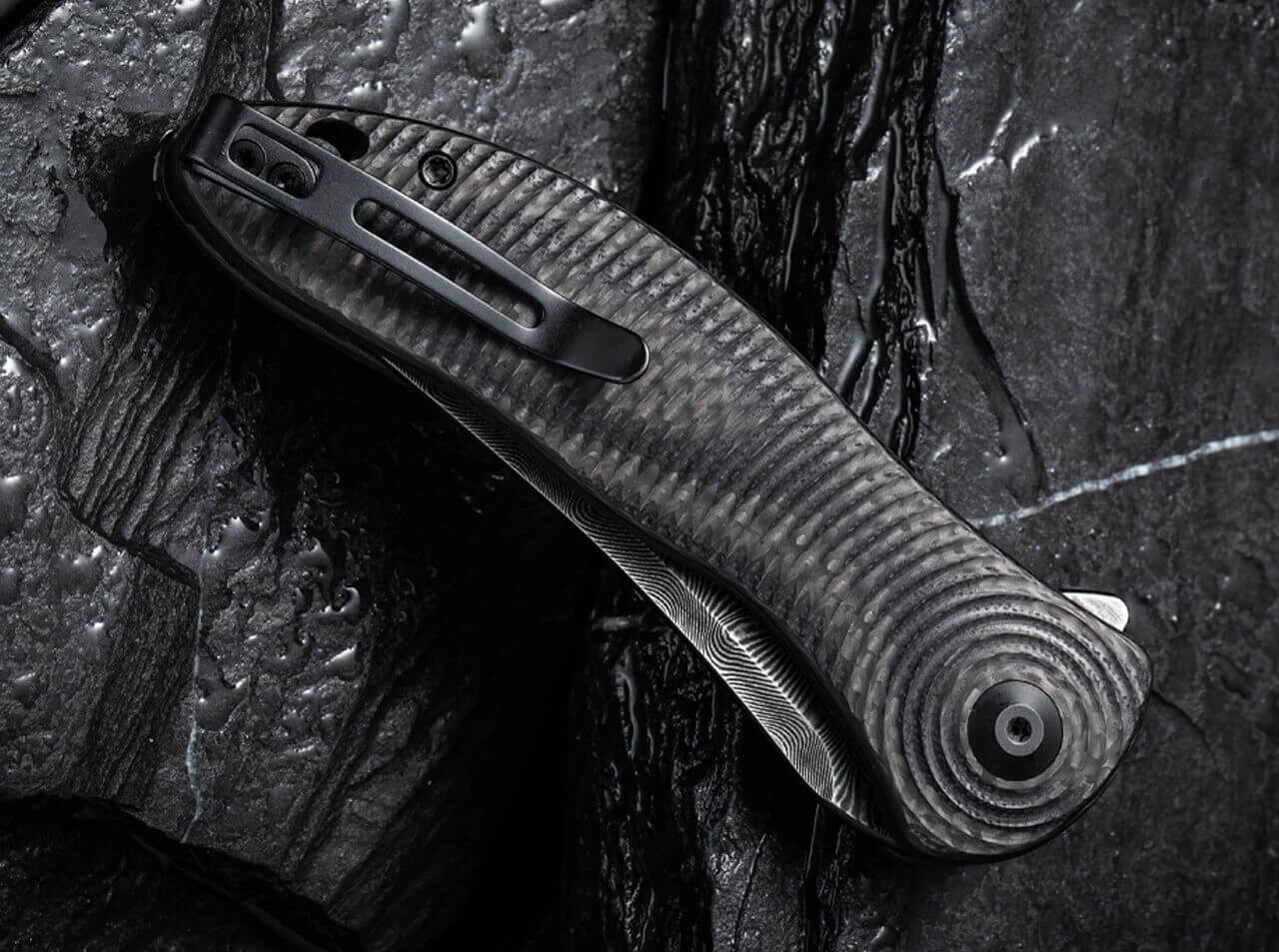 Synergy 3 Damascus G10 CF Black Trailing Point 4 Synergy 3 Damascus G10 CF Black Trailing Point – Bild 4