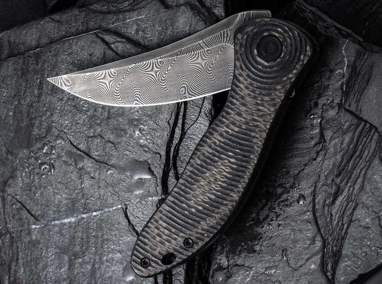 Synergy 3 Damascus G10 CF Black Trailing Point 5 Synergy 3 Damascus G10 CF Black Trailing Point – Bild 5
