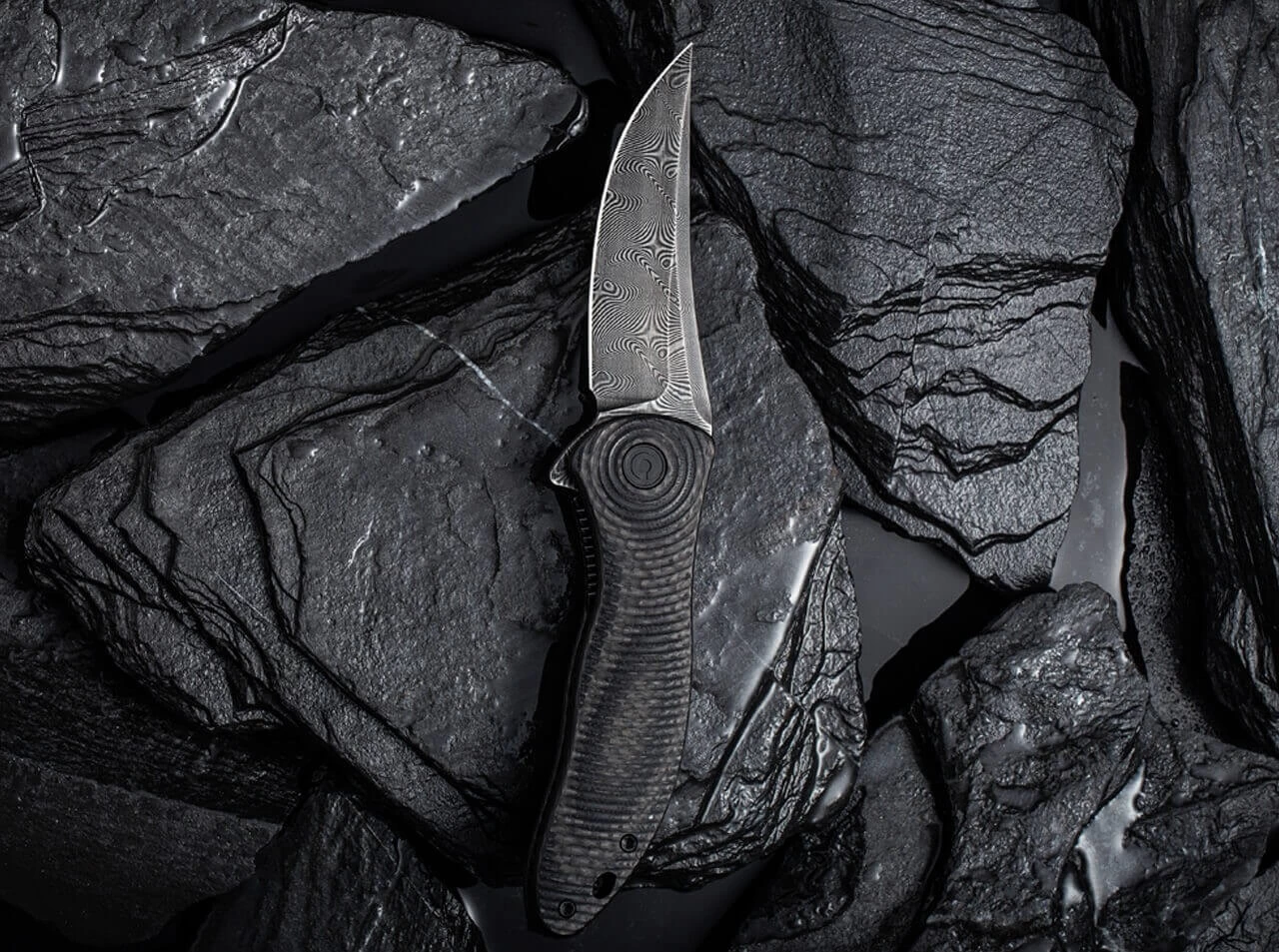 Synergy 3 Damascus G10 CF Black Trailing Point 8 Synergy 3 Damascus G10 CF Black Trailing Point – Bild 8