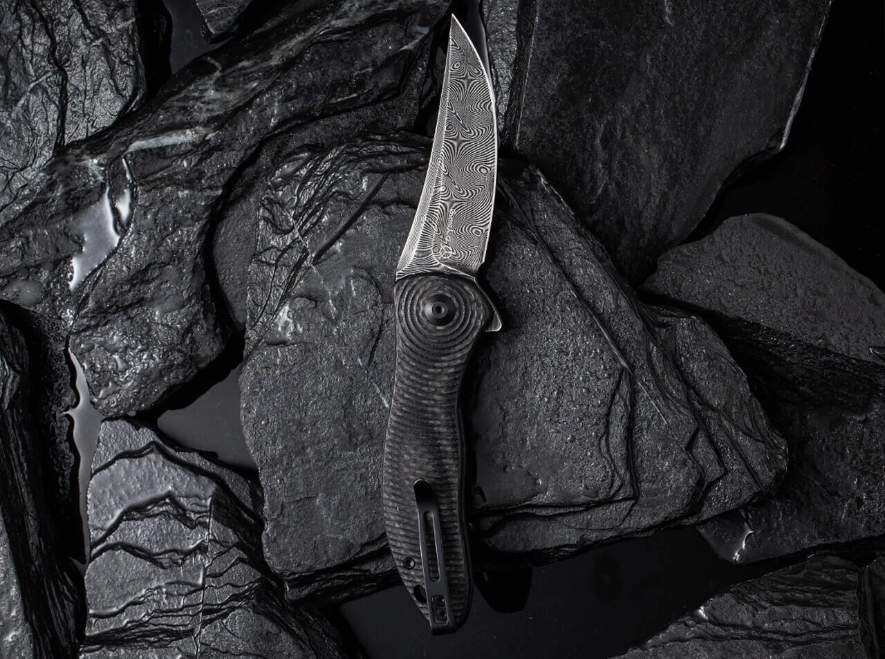 Synergy 3 Damascus G10 CF Black Trailing Point 9 Synergy 3 Damascus G10 CF Black Trailing Point – Bild 9